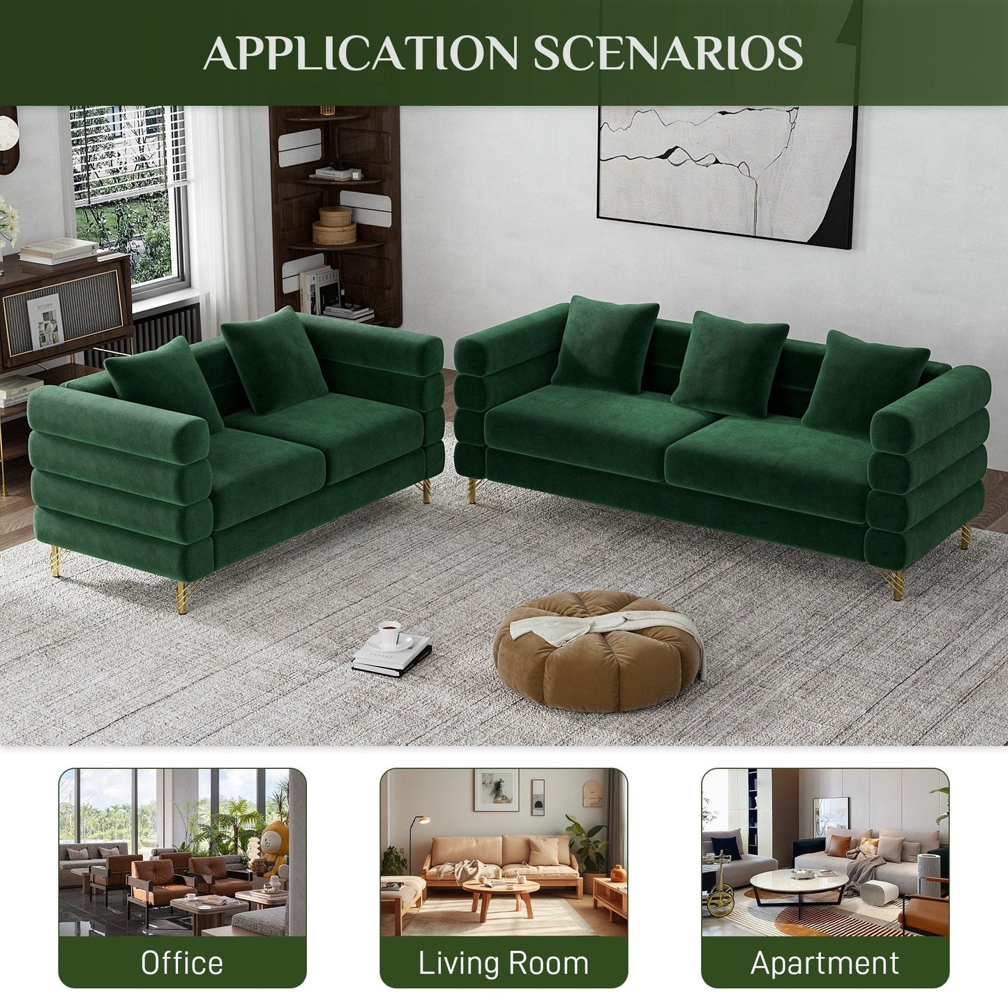 Divano Ouyessir Mid Century per camera da letto, soggiorno, salotti, ufficio, appartamento