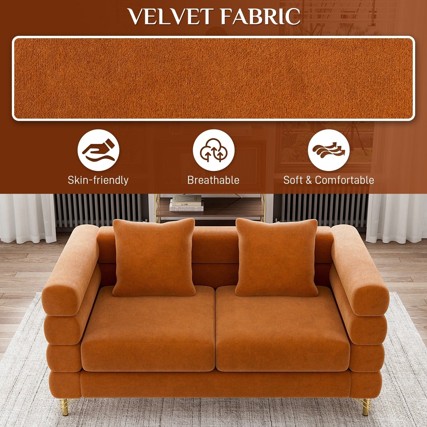 Divano Ouyessir Mid Century per camera da letto, soggiorno, salotti, ufficio, appartamento