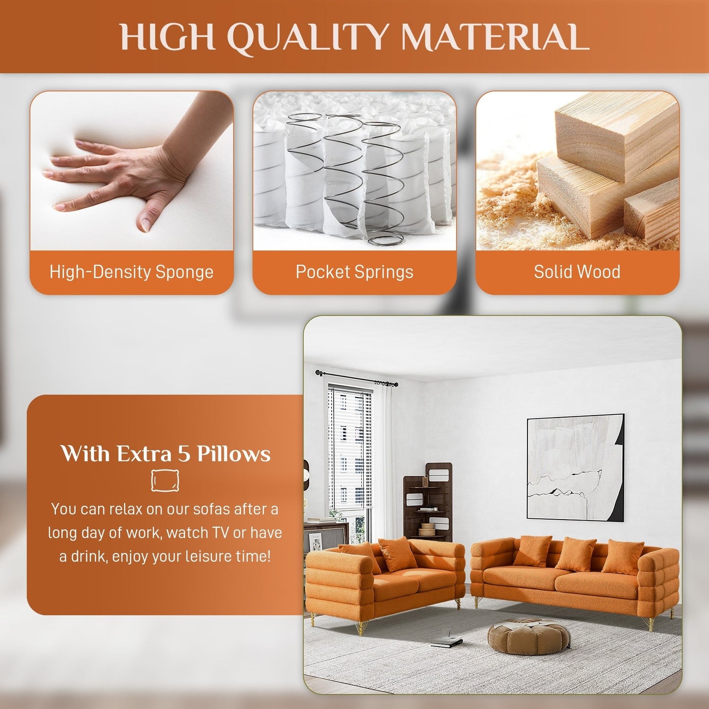 Divano Ouyessir Mid Century per camera da letto, soggiorno, salotti, ufficio, appartamento