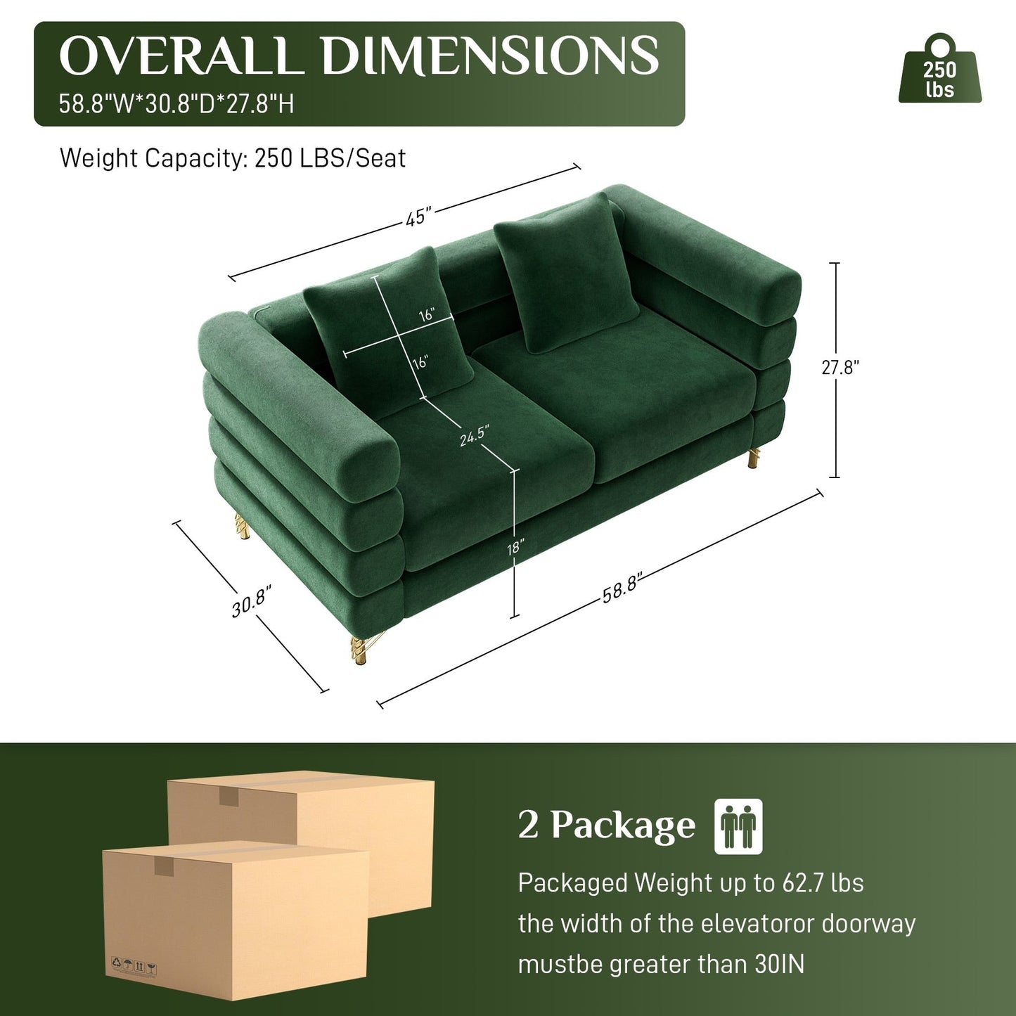 Divano Ouyessir Mid Century per camera da letto, soggiorno, salotti, ufficio, appartamento