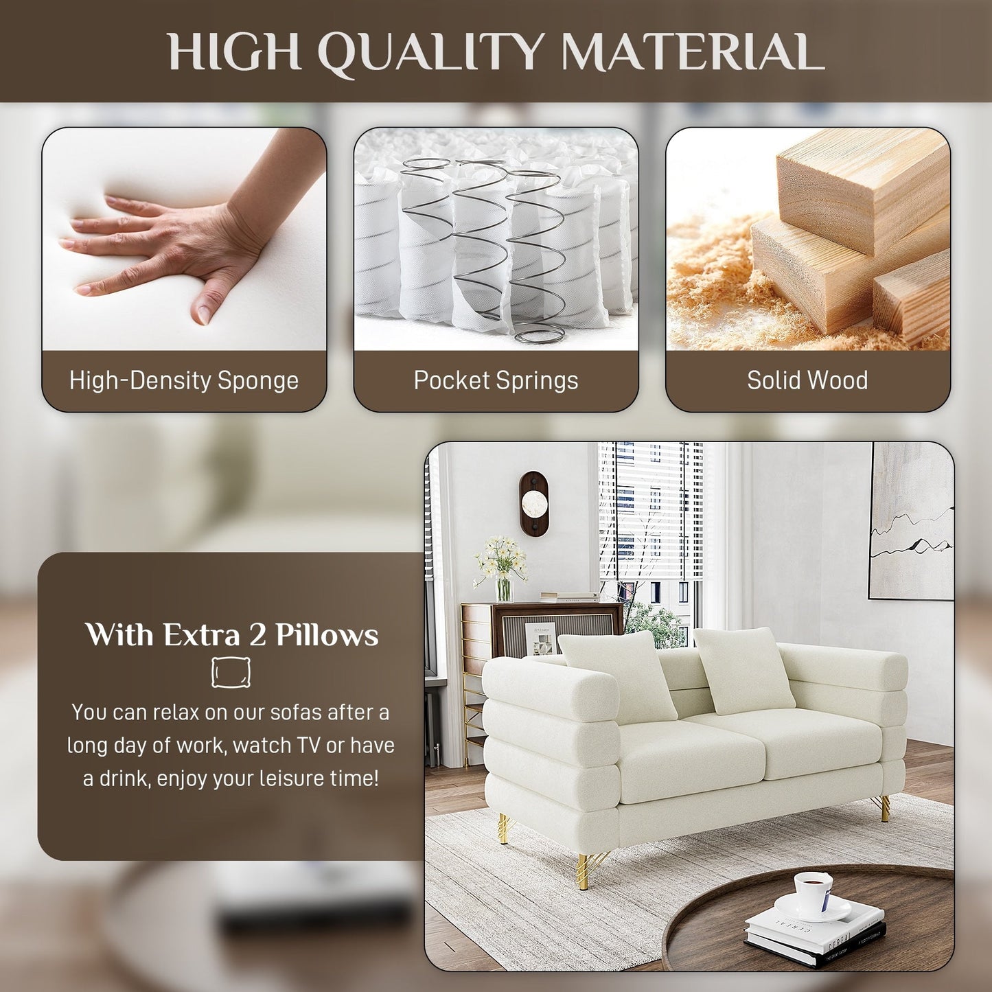 Divano Ouyessir Mid Century per camera da letto, soggiorno, salotti, ufficio, appartamento