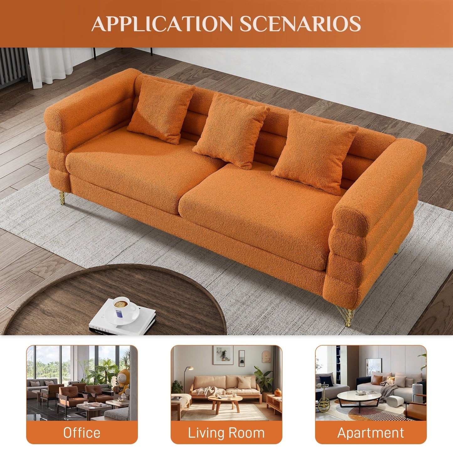 Divano Ouyessir Mid Century per camera da letto, soggiorno, salotti, ufficio, appartamento