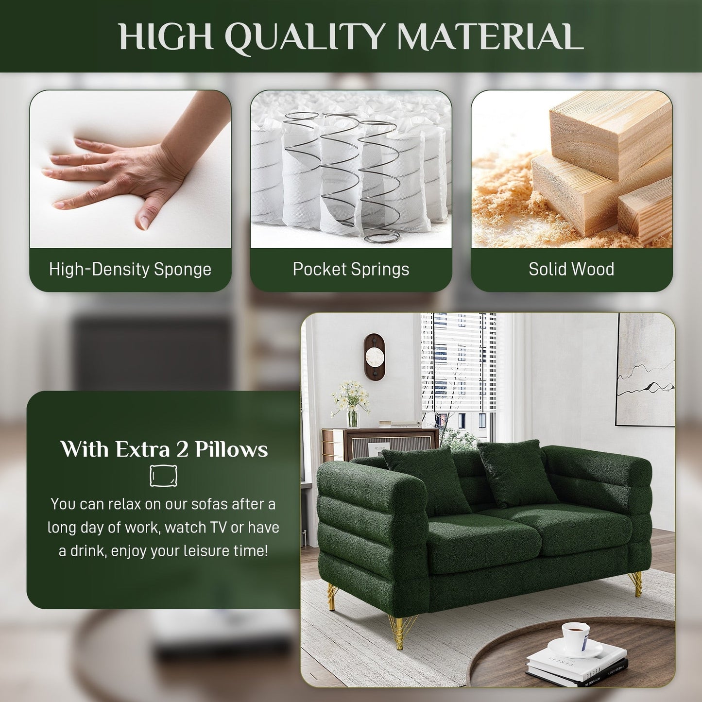 Divano Ouyessir Mid Century per camera da letto, soggiorno, salotti, ufficio, appartamento