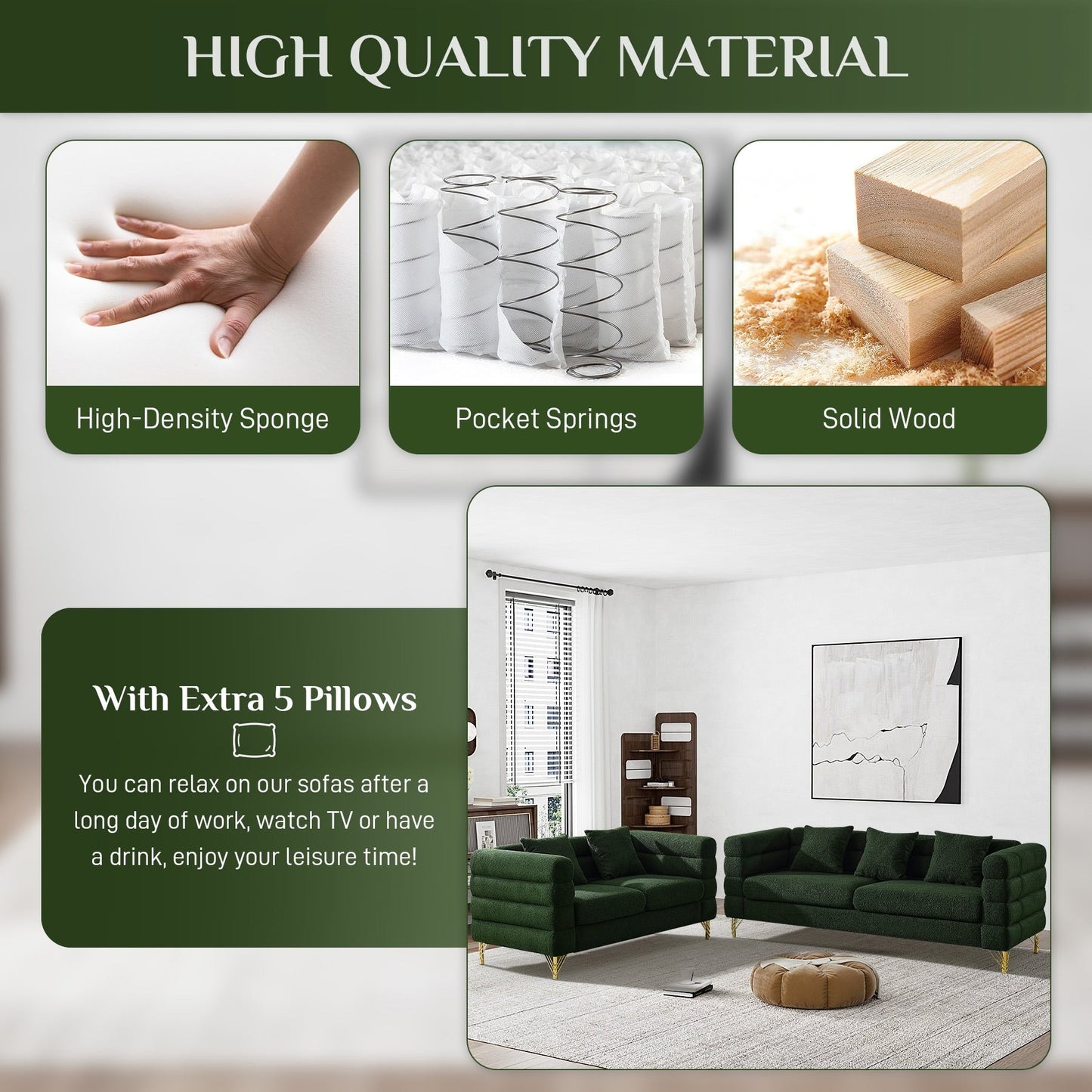 Divano Ouyessir Mid Century per camera da letto, soggiorno, salotti, ufficio, appartamento