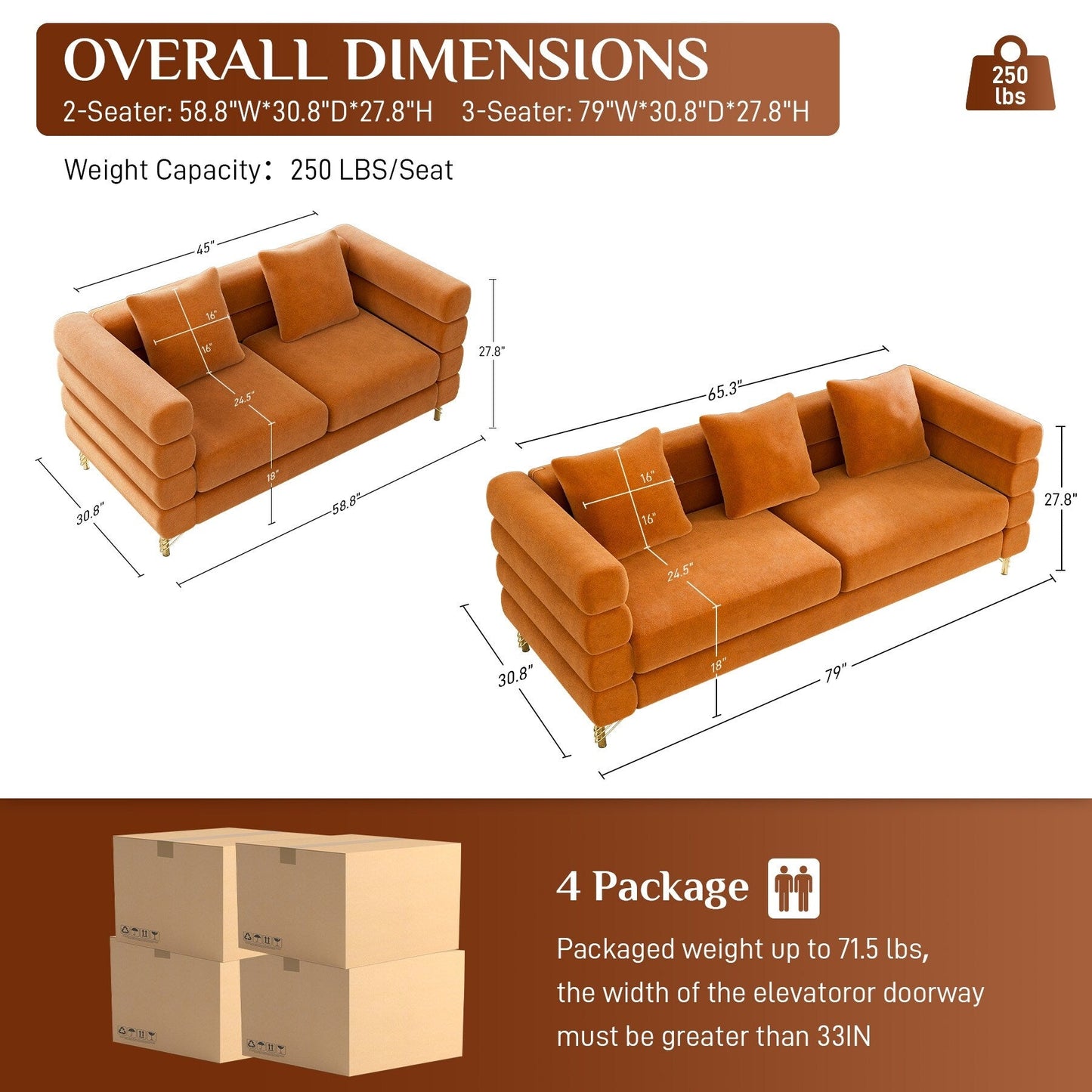 Divano Ouyessir Mid Century per camera da letto, soggiorno, salotti, ufficio, appartamento