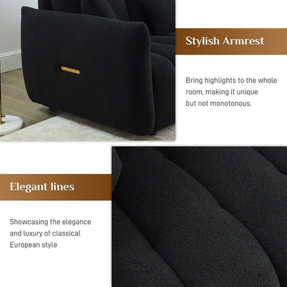 Divano imbottito Ouyessir in tessuto morbido con seduta profonda e 3 cuscini