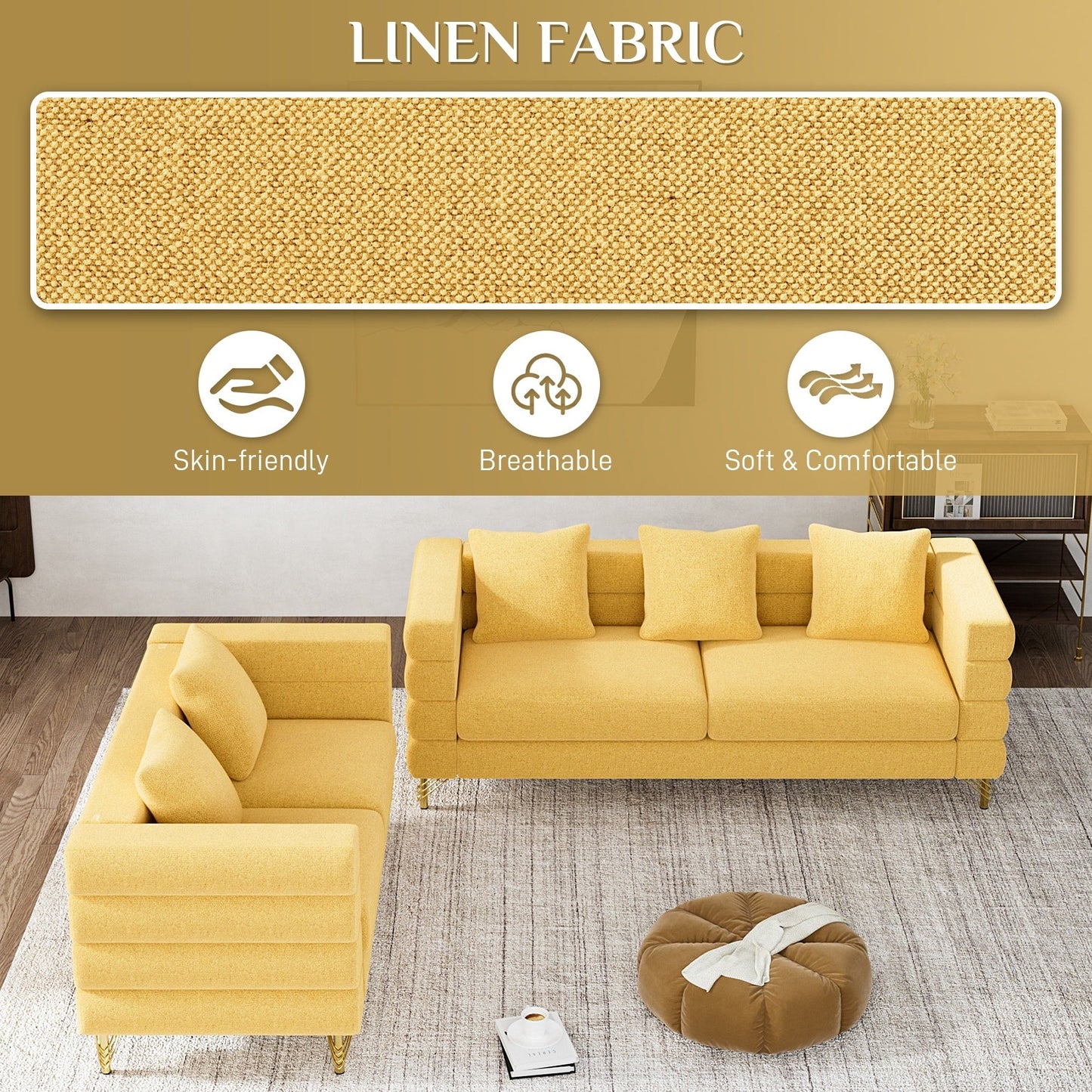 Divano Ouyessir Mid Century per camera da letto, soggiorno, salotti, ufficio, appartamento