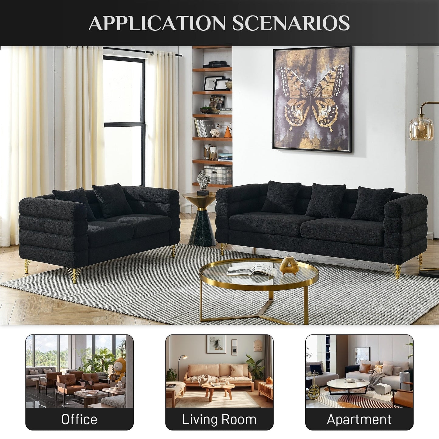 Divano Ouyessir Mid Century per camera da letto, soggiorno, salotti, ufficio, appartamento