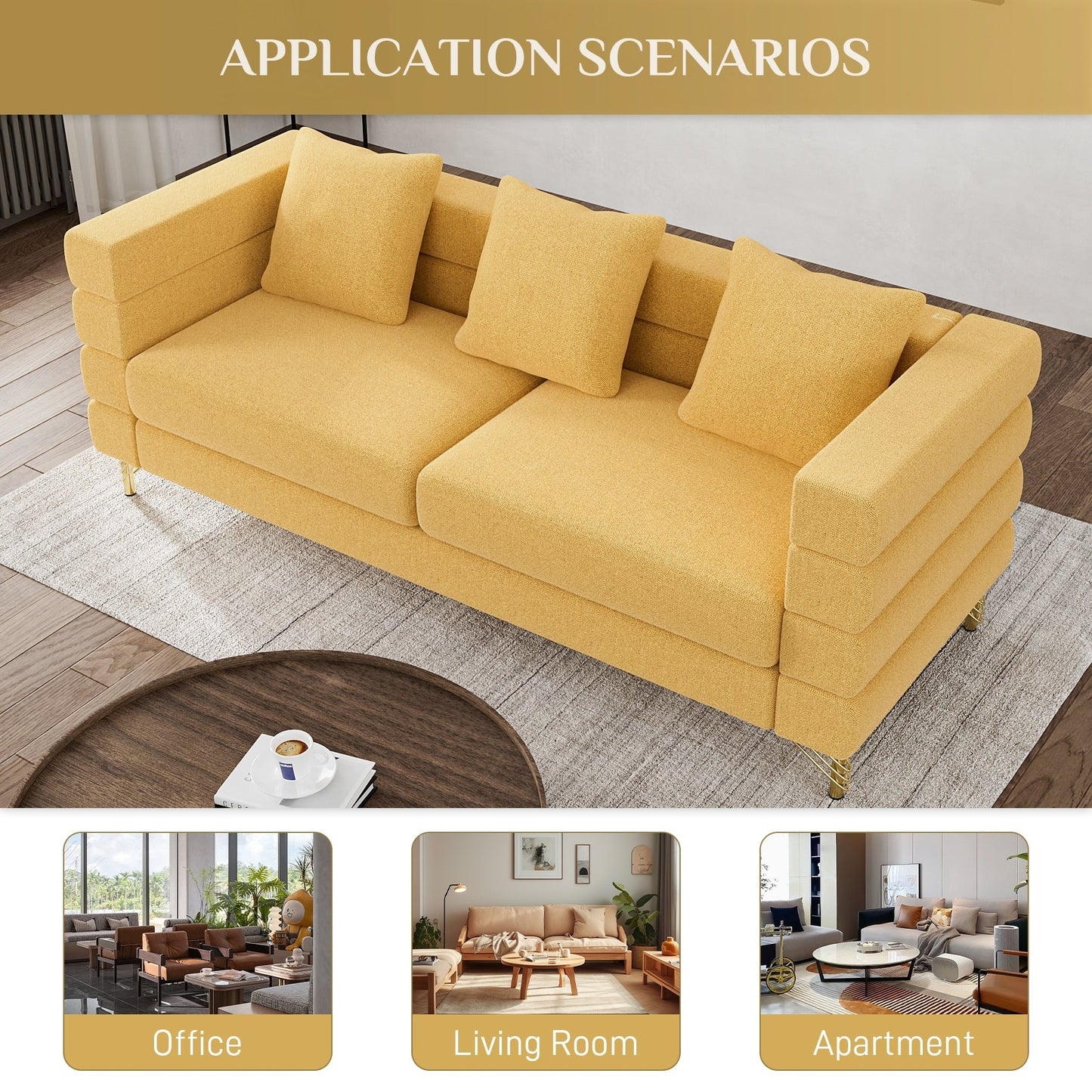 Divano Ouyessir Mid Century per camera da letto, soggiorno, salotti, ufficio, appartamento