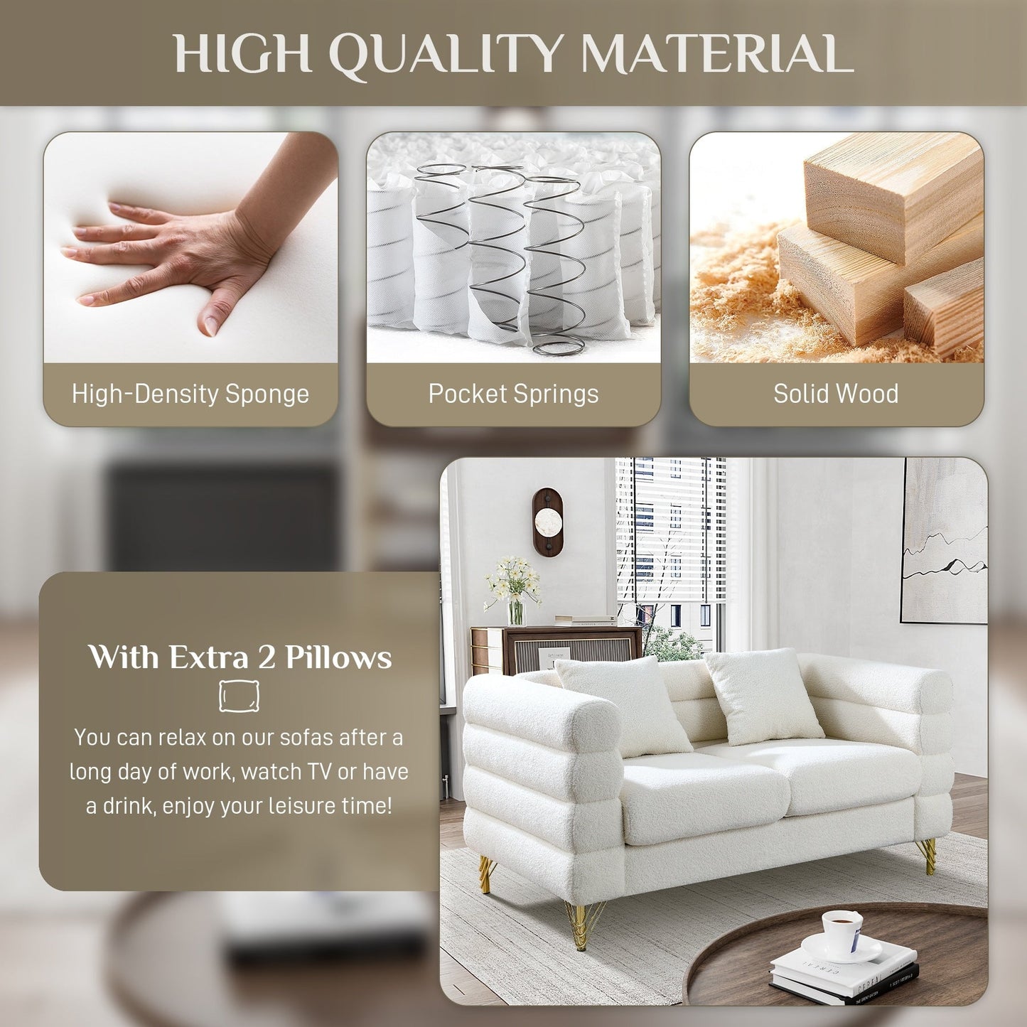 Divano Ouyessir Mid Century per camera da letto, soggiorno, salotti, ufficio, appartamento