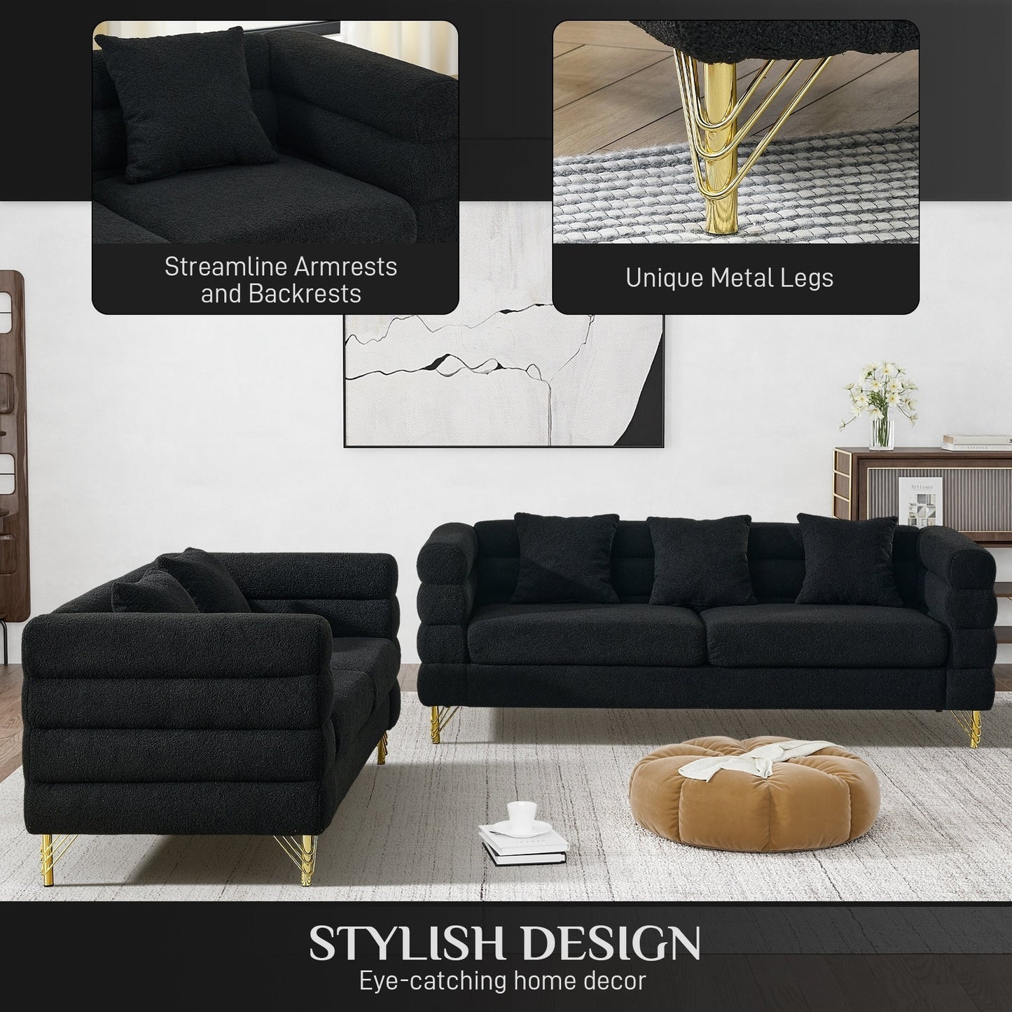 Divano Ouyessir Mid Century per camera da letto, soggiorno, salotti, ufficio, appartamento