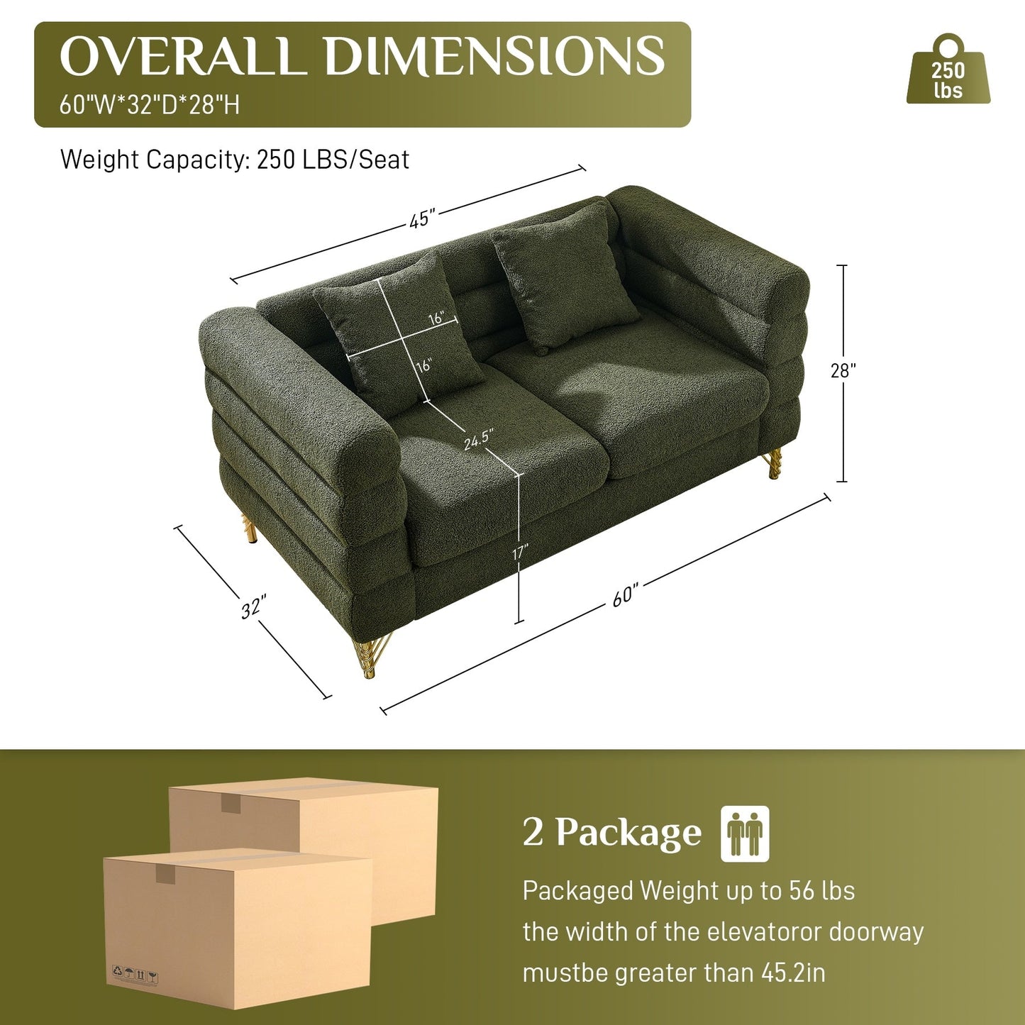 Divano Ouyessir Mid Century per camera da letto, soggiorno, salotti, ufficio, appartamento