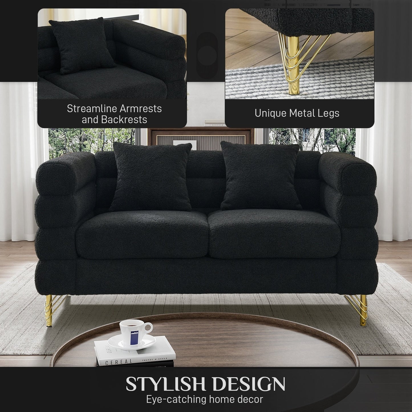 Divano Ouyessir Mid Century per camera da letto, soggiorno, salotti, ufficio, appartamento