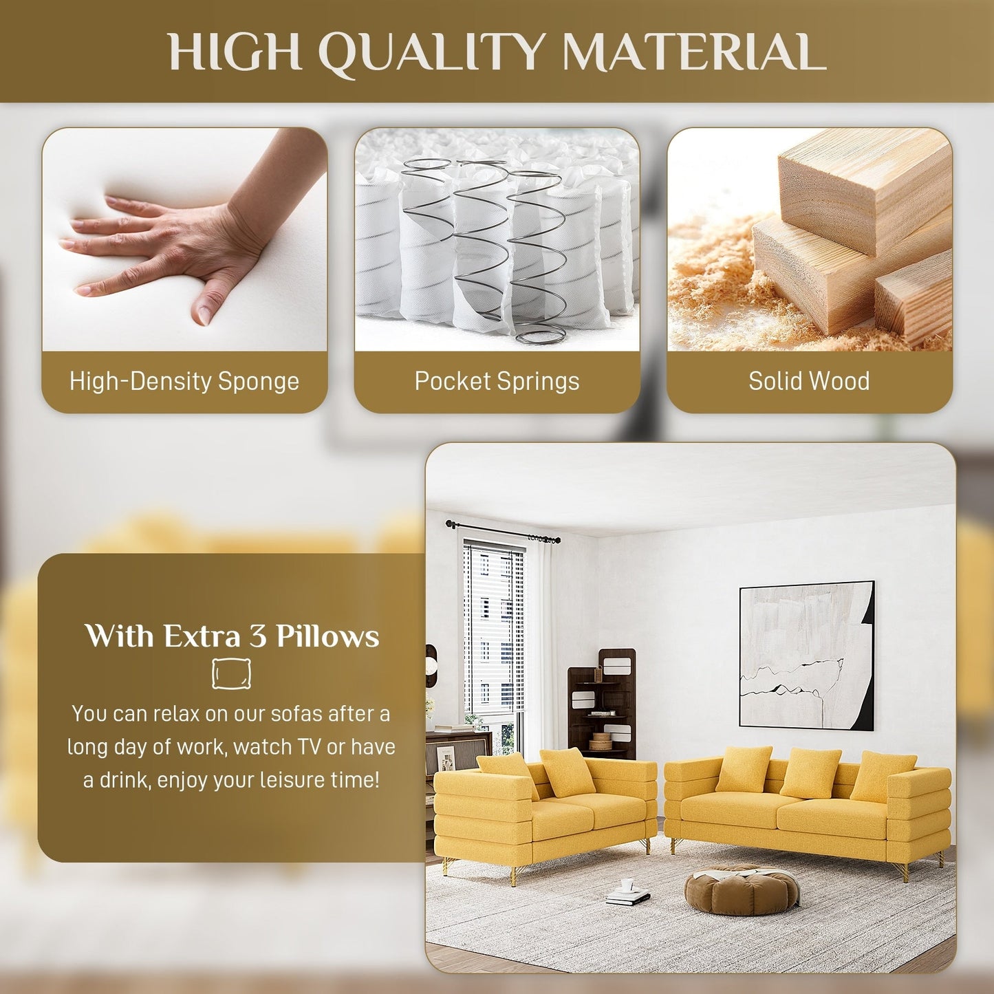 Divano Ouyessir Mid Century per camera da letto, soggiorno, salotti, ufficio, appartamento