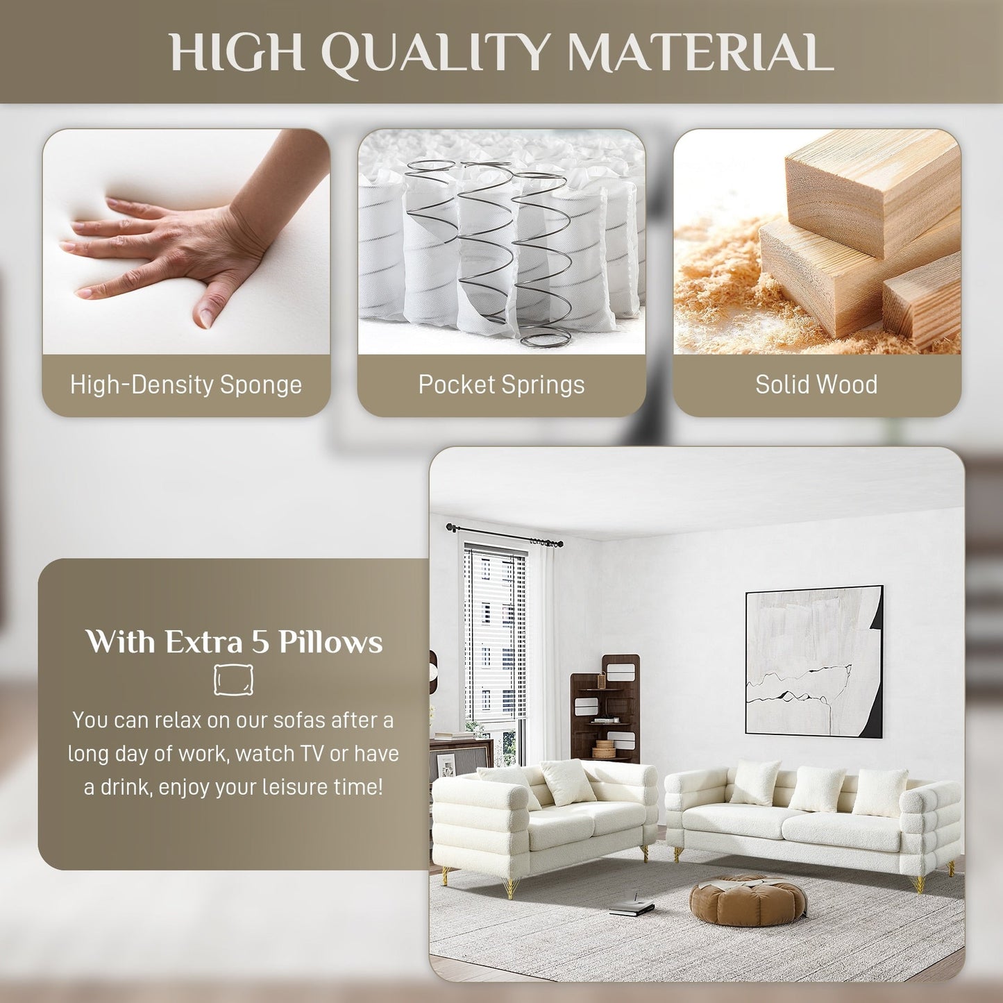 Divano Ouyessir Mid Century per camera da letto, soggiorno, salotti, ufficio, appartamento