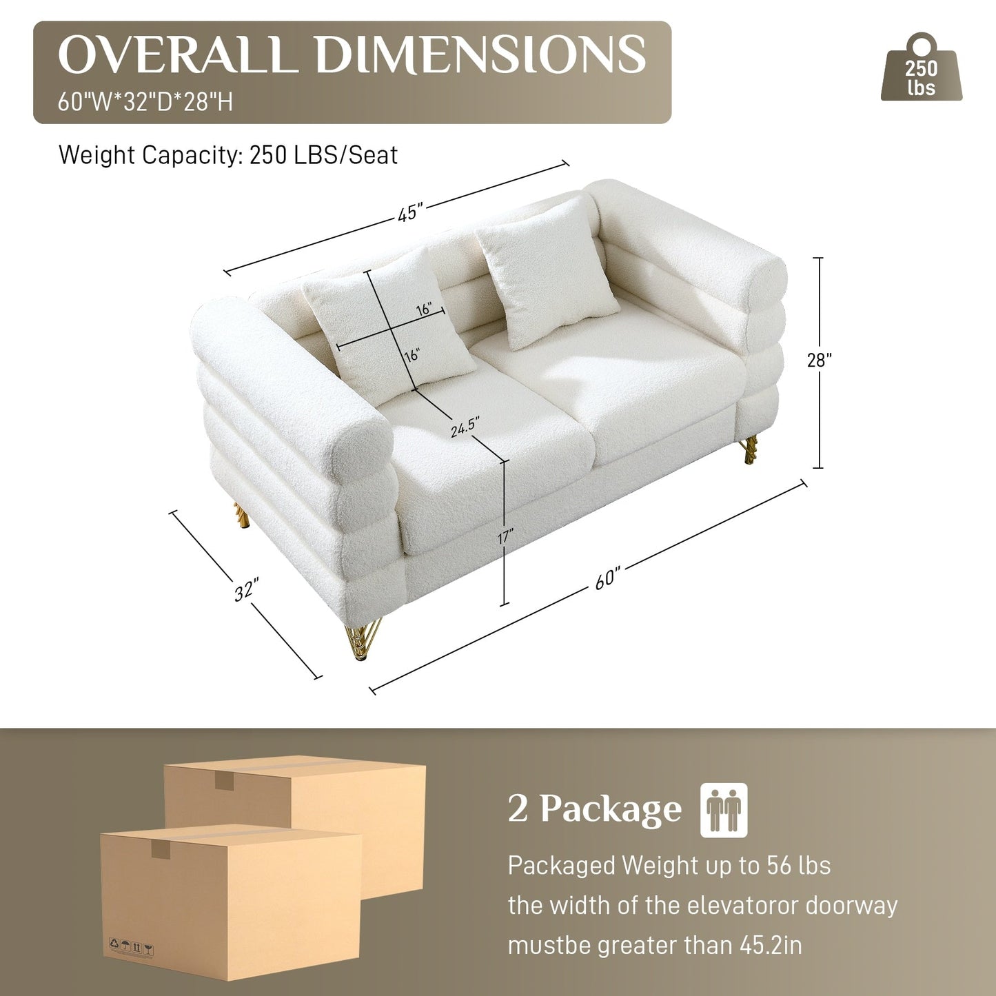 Divano Ouyessir Mid Century per camera da letto, soggiorno, salotti, ufficio, appartamento