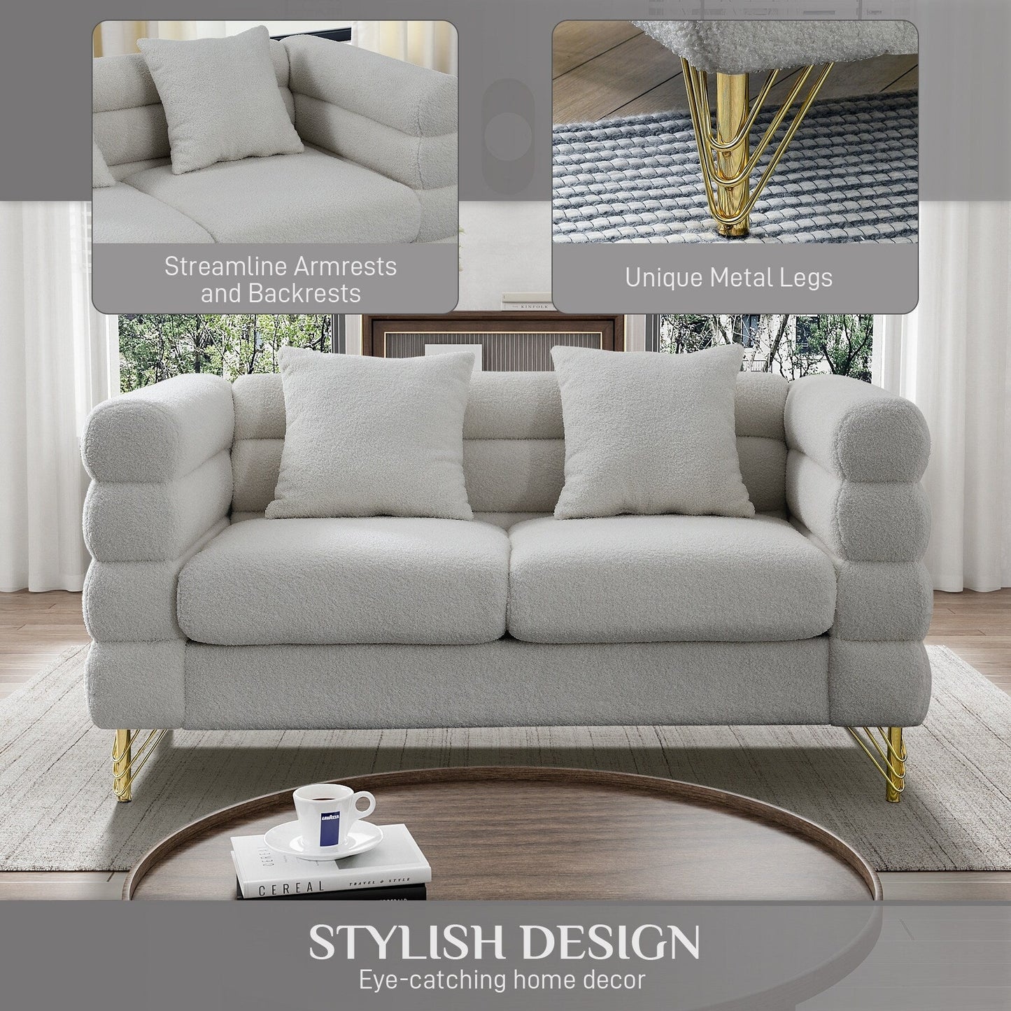 Divano Ouyessir Mid Century per camera da letto, soggiorno, salotti, ufficio, appartamento