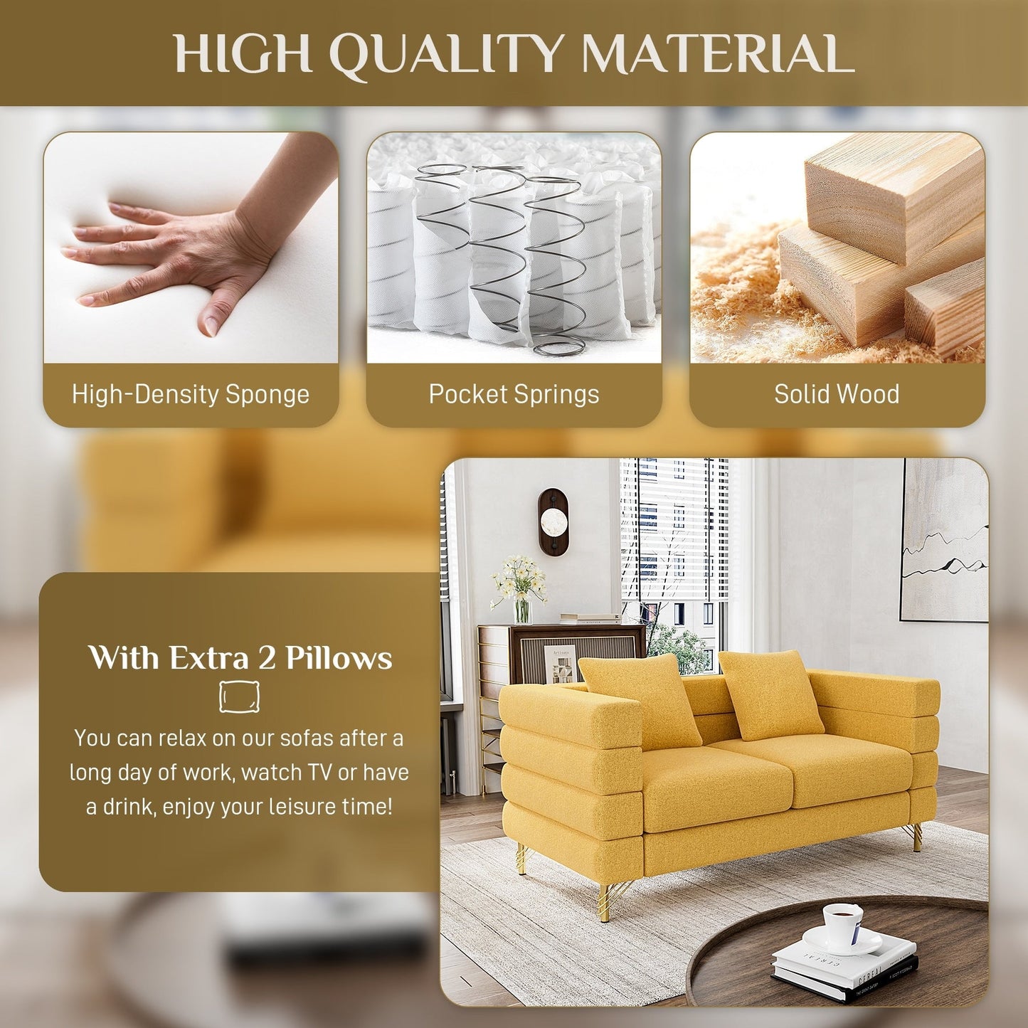 Divano Ouyessir Mid Century per camera da letto, soggiorno, salotti, ufficio, appartamento