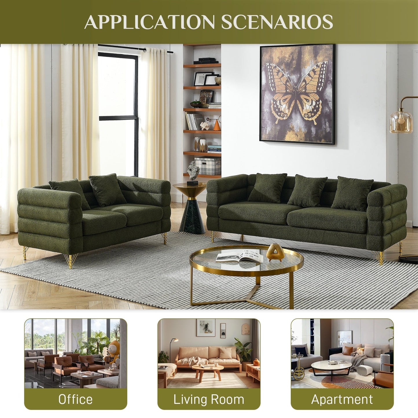 Divano Ouyessir Mid Century per camera da letto, soggiorno, salotti, ufficio, appartamento