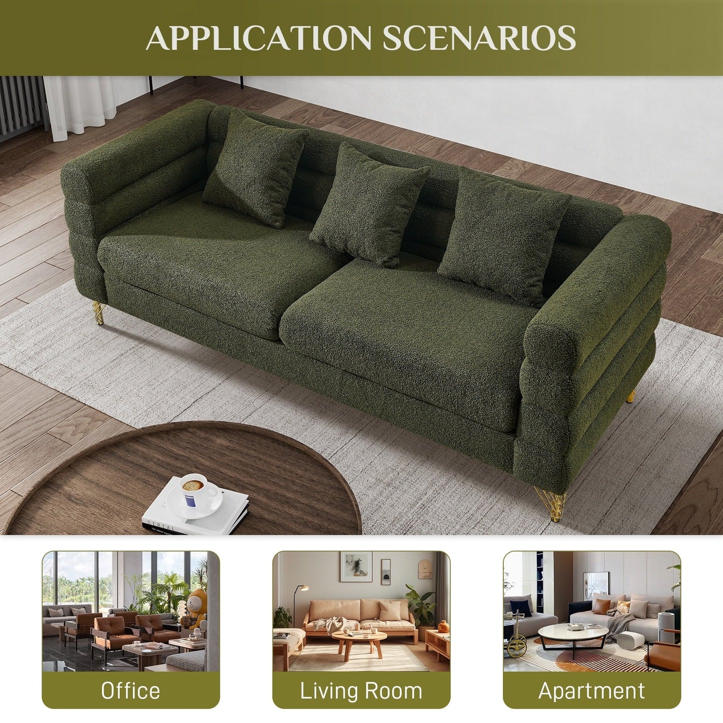 Divano Ouyessir Mid Century per camera da letto, soggiorno, salotti, ufficio, appartamento