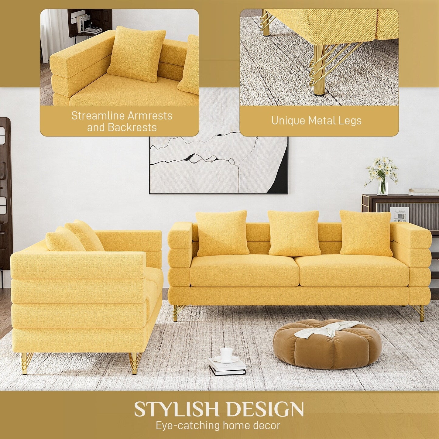 Divano Ouyessir Mid Century per camera da letto, soggiorno, salotti, ufficio, appartamento