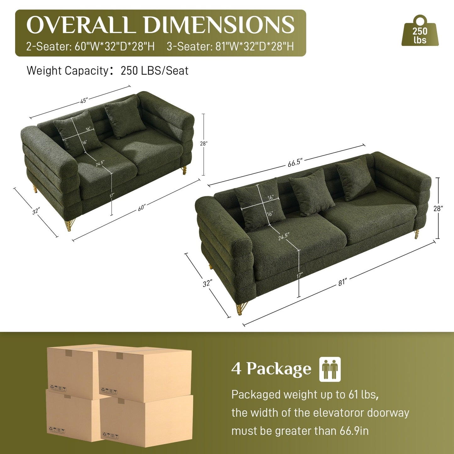 Divano Ouyessir Mid Century per camera da letto, soggiorno, salotti, ufficio, appartamento