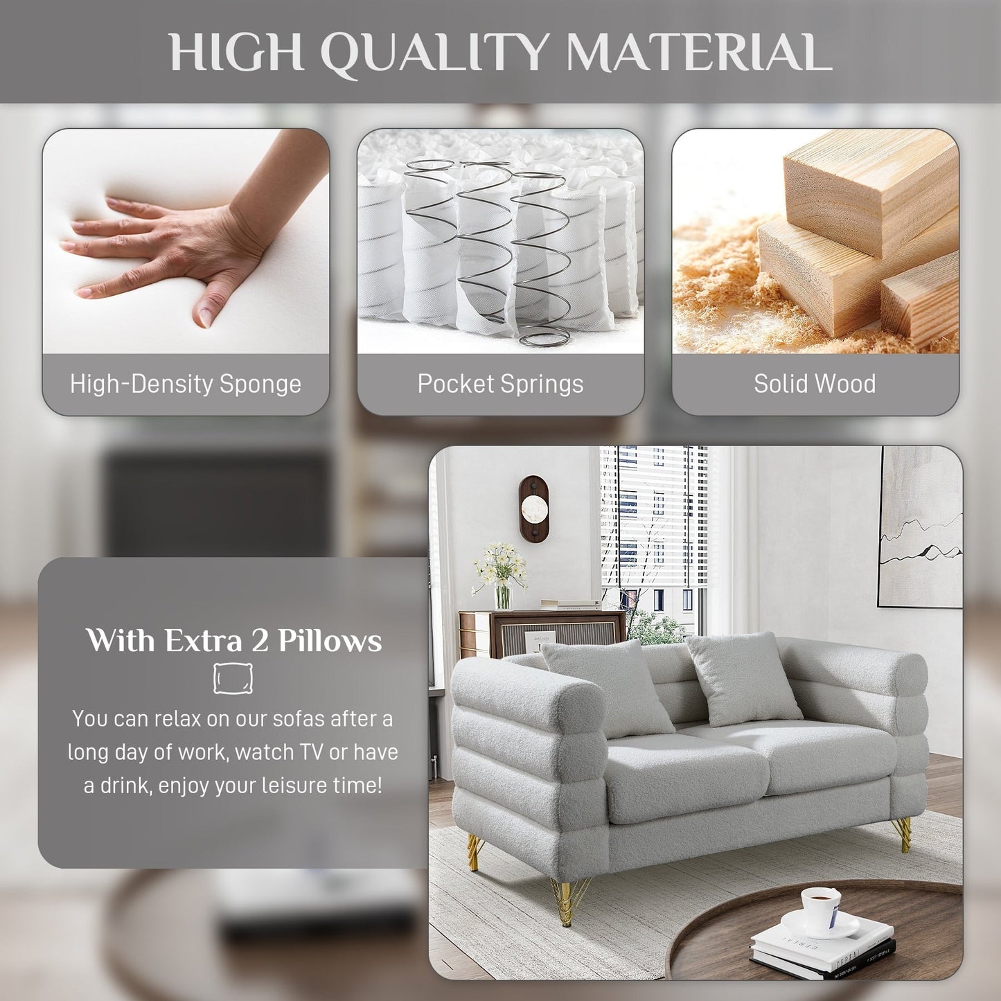 Divano Ouyessir Mid Century per camera da letto, soggiorno, salotti, ufficio, appartamento