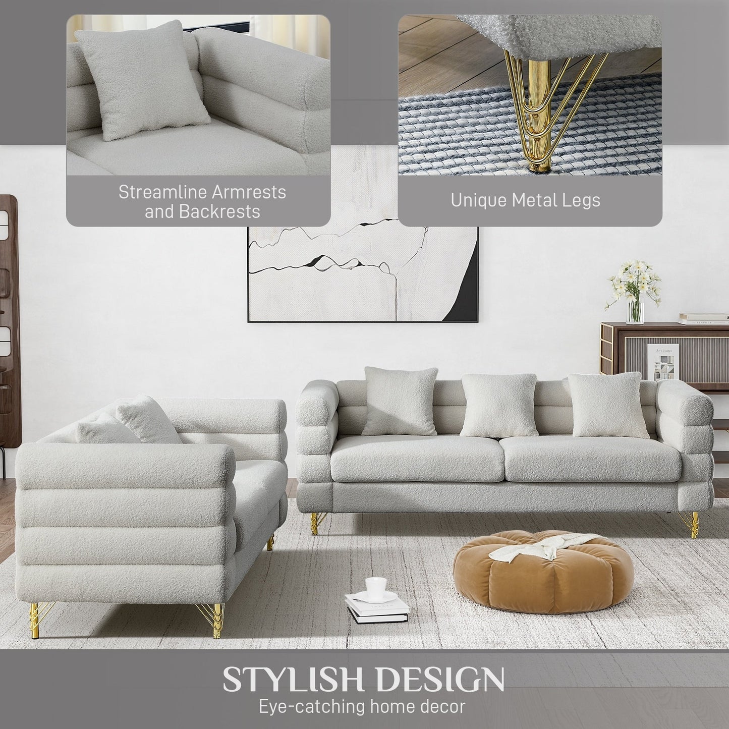 Divano Ouyessir Mid Century per camera da letto, soggiorno, salotti, ufficio, appartamento