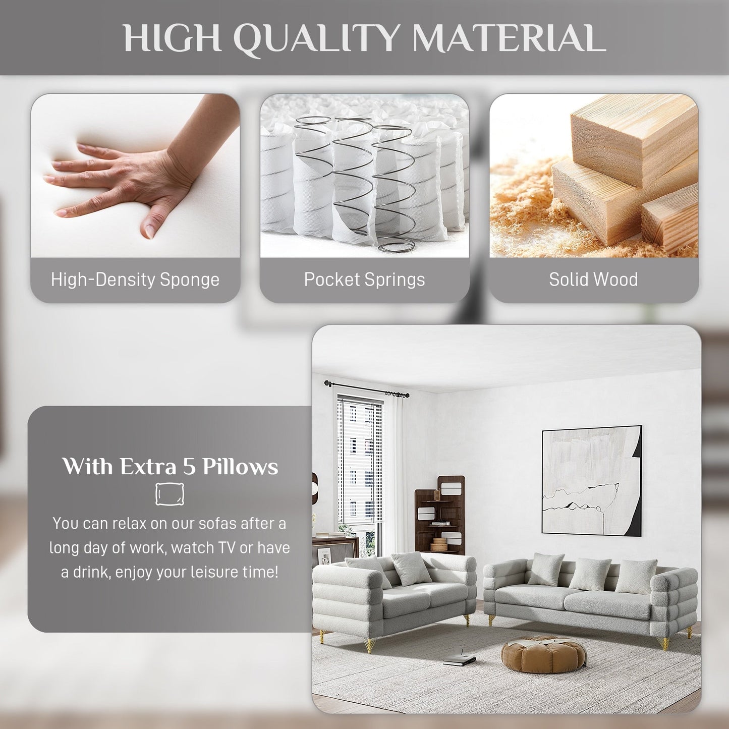 Divano Ouyessir Mid Century per camera da letto, soggiorno, salotti, ufficio, appartamento