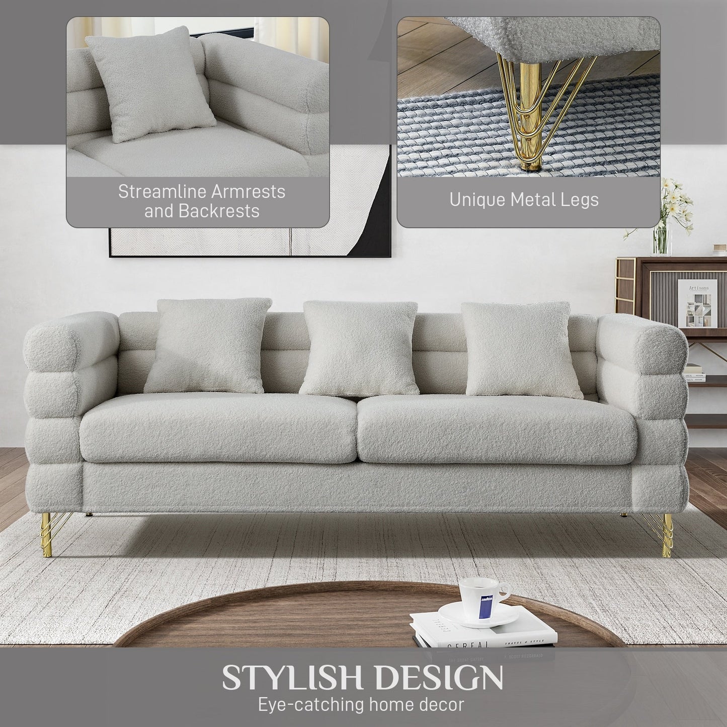 Divano Ouyessir Mid Century per camera da letto, soggiorno, salotti, ufficio, appartamento