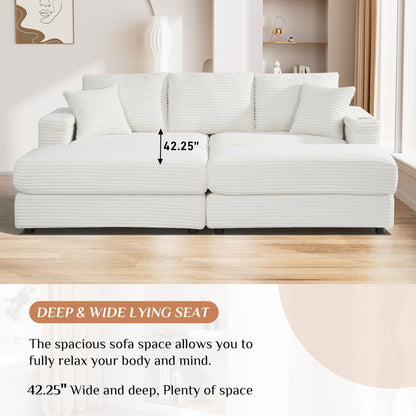 Divano singolo imbottito Ouyessir con seduta profonda e pouf per soggiorno