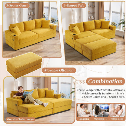 Divano singolo imbottito Ouyessir con seduta profonda e pouf per soggiorno