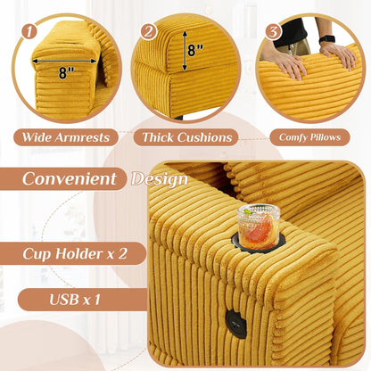 Divano singolo imbottito Ouyessir con seduta profonda e pouf per soggiorno