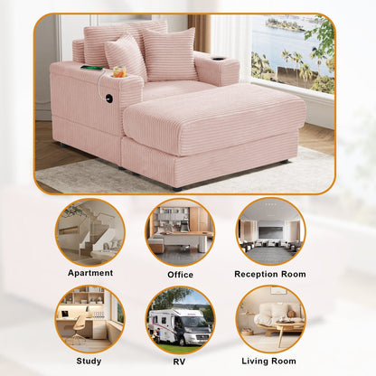 Divano singolo imbottito Ouyessir con seduta profonda e pouf per soggiorno