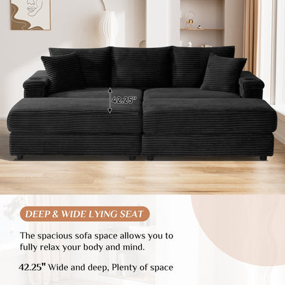 Divano singolo imbottito Ouyessir con seduta profonda e pouf per soggiorno