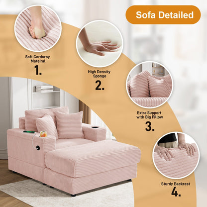 Divano singolo imbottito Ouyessir con seduta profonda e pouf per soggiorno