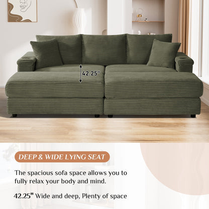 Divano singolo imbottito Ouyessir con seduta profonda e pouf per soggiorno