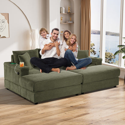 Divano singolo imbottito Ouyessir con seduta profonda e pouf per soggiorno