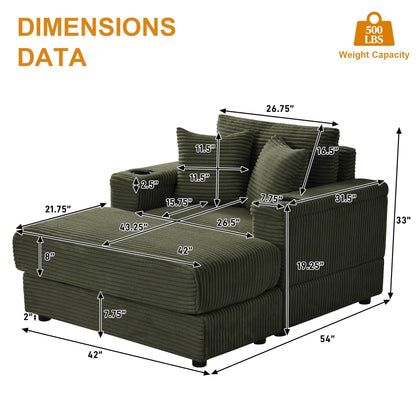 Divano singolo imbottito Ouyessir con seduta profonda e pouf per soggiorno