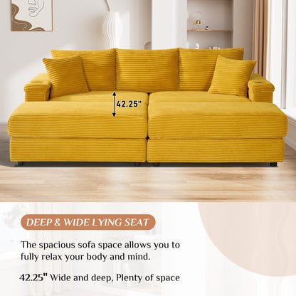 Divano singolo imbottito Ouyessir con seduta profonda e pouf per soggiorno