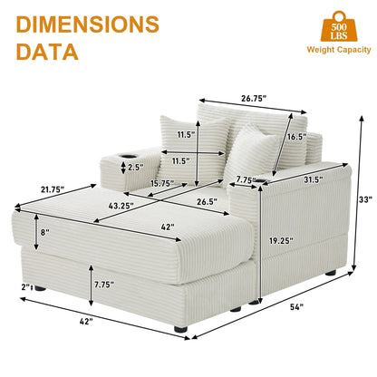Divano singolo imbottito Ouyessir con seduta profonda e pouf per soggiorno