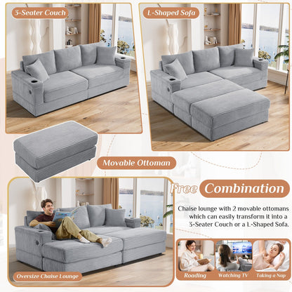 Divano singolo imbottito Ouyessir con seduta profonda e pouf per soggiorno