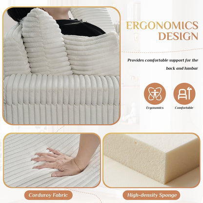 Divano singolo imbottito Ouyessir con seduta profonda e pouf per soggiorno