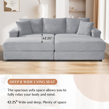 Divano singolo imbottito Ouyessir con seduta profonda e pouf per soggiorno