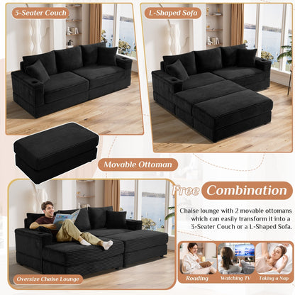 Divano singolo imbottito Ouyessir con seduta profonda e pouf per soggiorno