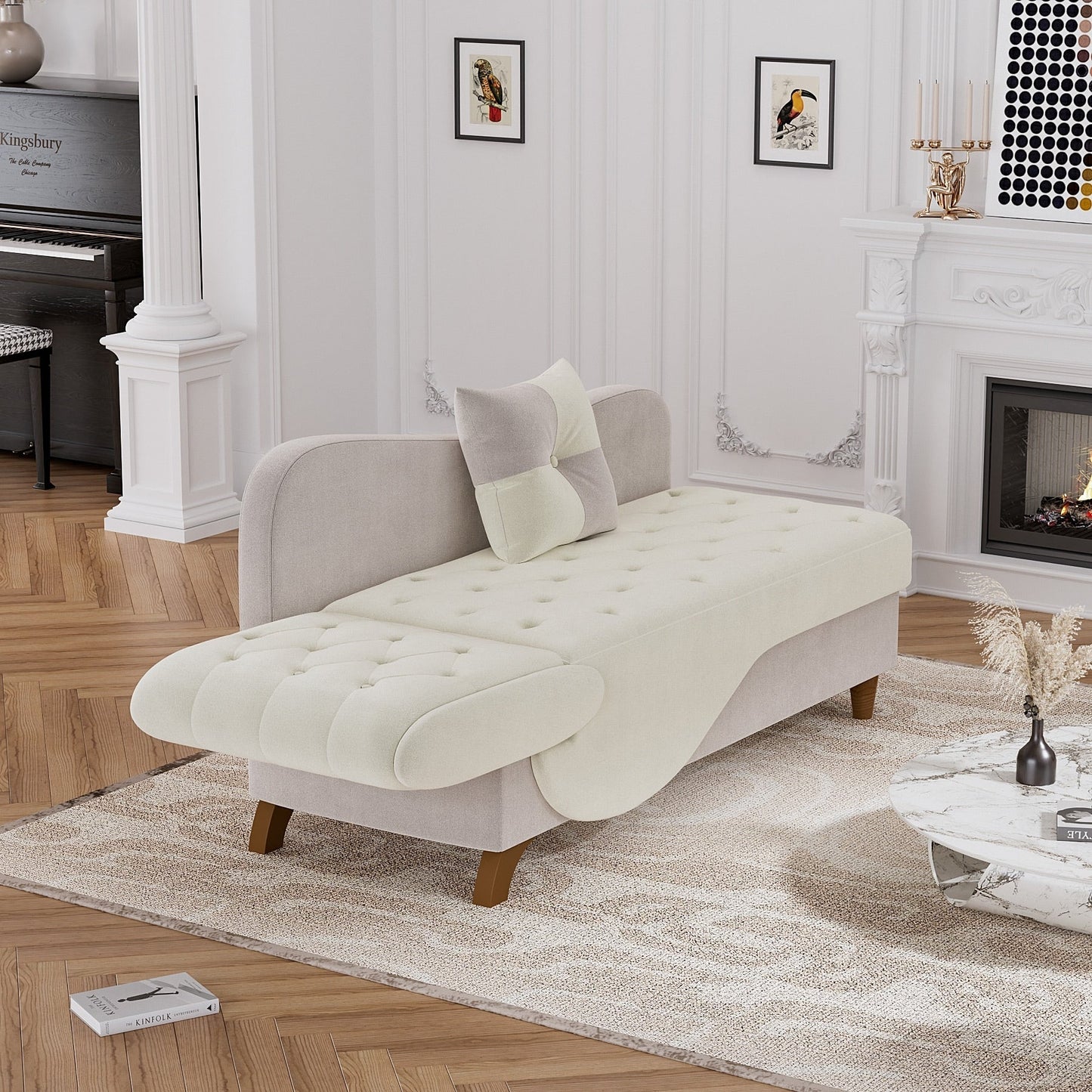 Poltrona chaise longue imbottita Ouyessir con bracciolo sinistro e cuscino lombare