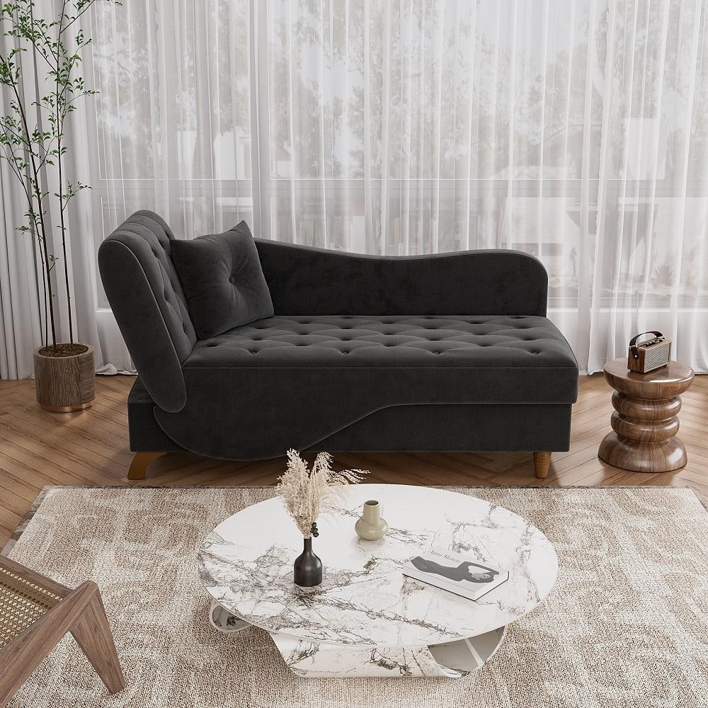 Poltrona chaise longue imbottita Ouyessir con bracciolo sinistro e cuscino lombare