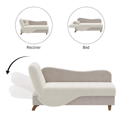 Poltrona chaise longue imbottita Ouyessir con bracciolo sinistro e cuscino lombare