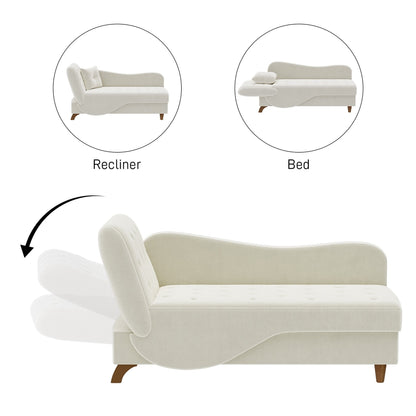 Poltrona chaise longue imbottita Ouyessir con bracciolo sinistro e cuscino lombare