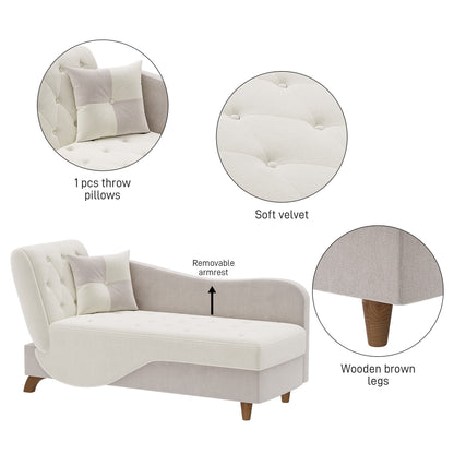 Poltrona chaise longue imbottita Ouyessir con bracciolo sinistro e cuscino lombare